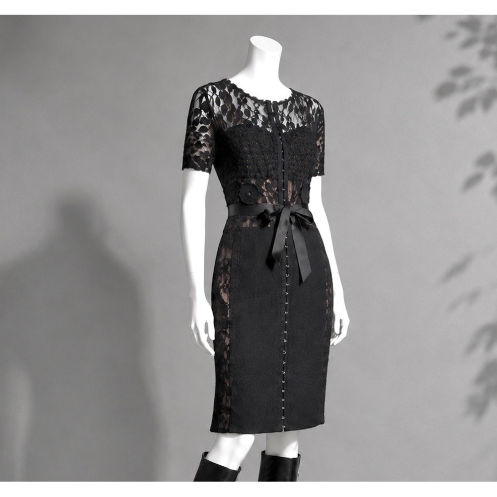 Anthropologie Beguile Byron Lars Carissima Lace Sheath Dress 10 Black Whimsigoth